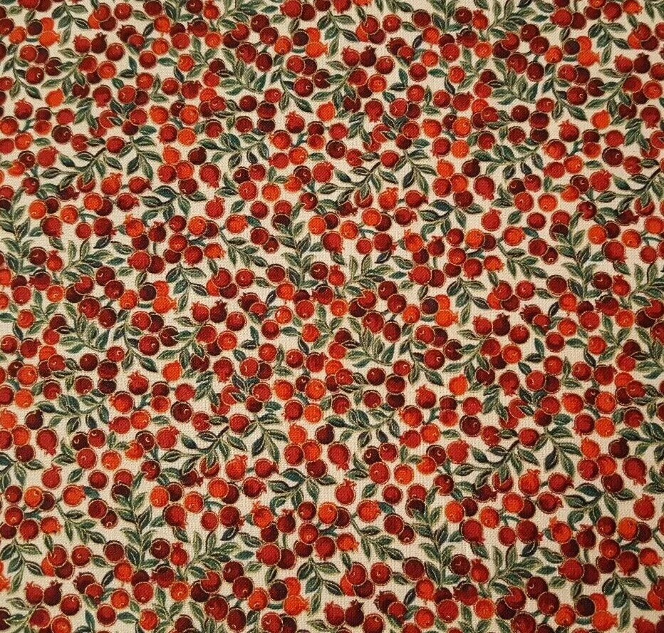 35" Treasured Traditions Quilting Treasures Christmas Berries Ecru - Image 1 of 2
