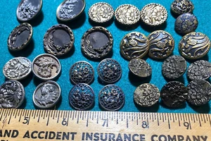 27 botones antiguos victorianos florales tamaño mezclado y metales - Imagen 1 de 4