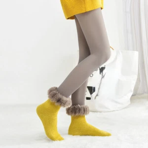 1 Paio Calzini Stivali Donna Soffici Pile Pelliccia Ecopelliccia Top Invernali Caldi Morbidi Calzini Letto - Foto 1 di 19