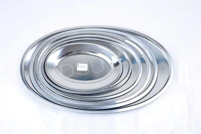Oval Platter Stainless Steel Oval Tray Plate Meat Platter Serving Dish 20-60cm - Image 1 of 3
