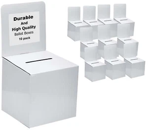 White Raffle Ticket Donation Collection Ballot Box Reusable Sturdy thick Card... - Picture 1 of 4