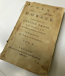 BOOK: THE WORKS OF HORACE  1780 VOL 2 - Picture 1 of 5