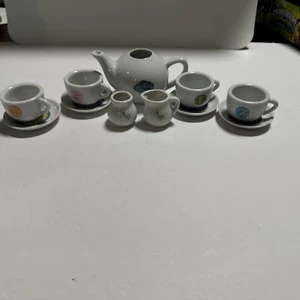 NEW- Disney Fairies Tinkerbell Porcelain Miniature Mini Teapot Tea Set 12 Pieces - Picture 1 of 5