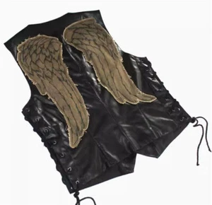 The Walking Dead Daryl Dixon Embroidered Jacket Top Pu Leather Vest In Stock - Picture 1 of 11