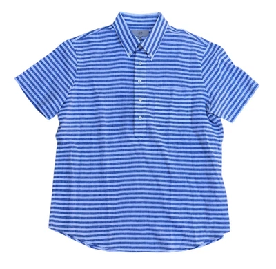 JACK SPADE NEW YORK Polo Shirt Men's LG Linen Blend Striped Short Sleeve Top - Image 1 of 4