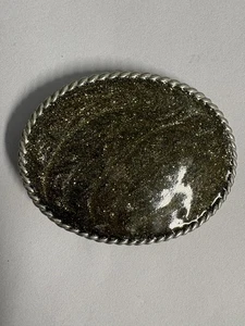 Vintage Oval Western Glitter Belt  Buckle Base With Rope Border Made In USA - Picture 1 of 6