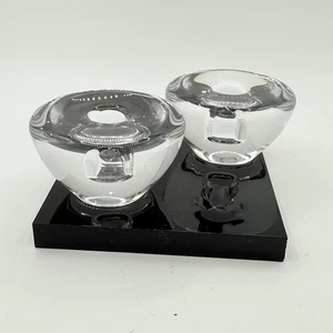 Orrefors Svezia coppia portacandele votivo cristallo trasparente rotondo design gonfio - Foto 1 di 12