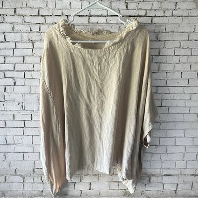 Easel Women’s Pullover Top W/frayed Neckline Pockets Size M Boho Fall Layering - Image 1 of 3