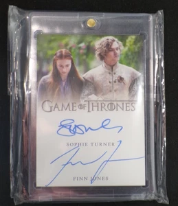 2019 Game of Thrones Dual Auto Sophie Turner Finn Jones Sansa Stark Loras Tyrell - Picture 1 of 2