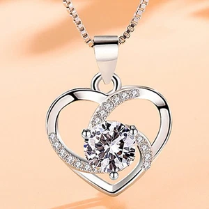 Unique Silver Necklace with Diamond Locket for Striking Fashion Accessories - Picture 1 of 15