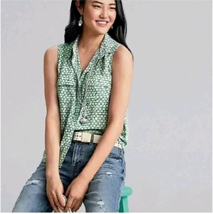 Blusa sin mangas CAbi Sea Glass brillante estilo #5910 talla XL - Imagen 1 de 13