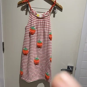 Mini Boden Girls Dress Size 11 12 Strawberries Tank Tshirt Red White Cotton - Picture 1 of 5