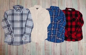 Boys Long Sleeve Plaid Button Up Shirt Lot Size 8 Old Navy H&M Van Heusen - Picture 1 of 1