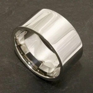 Breiter Stahl Ring Silber Edelstahl 12 mm Gothic Schmuck - NEU - Bild 1 von 1