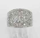 Real Moissanite 3Ct Round Cluster Wedding Band Ring 14K White Gold Plated Silver