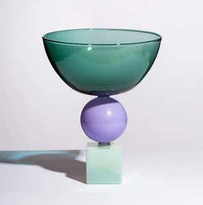 TEAL & LILAC TWO TONE MODERN PLAYFUL GEO BOWL CENTERPIECE Fazeek Handmade GEOTLJ - Picture 1 of 9
