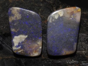 Australian Opal Multi Fire Smooth Fancy Shape Matched Pair 18X11X2MM Handmade - Picture 1 of 9