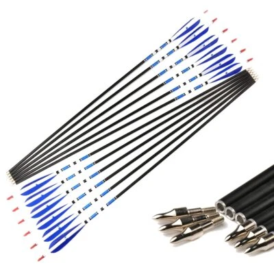 6/12/24PCS 31" Turkey Feather Carbon Arrows Bow Spine 500 Arrows Archery Hunting - Image 1 of 4