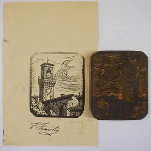 Gravure Wood Etching MATRICE XILOGRAFICA ITALIANO FRANCHI PESCIA PISTOIA 1927 - Picture 1 of 7