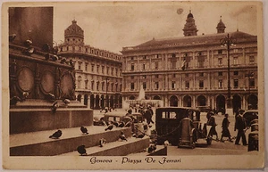 Cartolina Genova Piazza De Ferrari Auto D'epoca Animata Postacard - Imagen 1 de 2