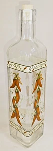 10" Red Pepper Decorated Vinegar Bottle with Cork. 16 oz. - Picture 1 of 6