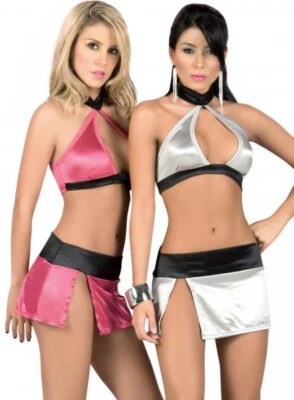 2025 Rosa Negro Bikini 2 Piezas Falda Top Baile Gogo Club Ropa Rave S M L XL Foto 1 de 4