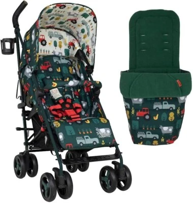 Cosatto Supa 3 Kinderwagen Old Macdonald mit Fußsack und Regenschutz Geburt bis 25kg