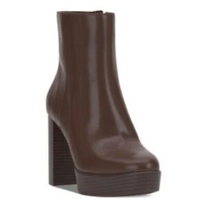 Alfani Women's Galsuenda Leather Block Heels Platform Booties Brown Size 10M NWB - Picture 1 of 4