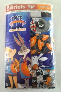 Space Jam Bugs Bunny Movie Boys Underwear SIZE 6 Briefs Cotton 5 PACK Retro - Picture 1 of 3