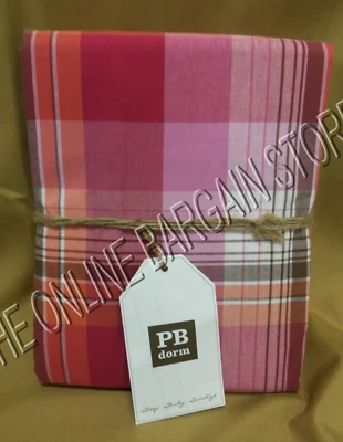 Pottery Barn Teen Prescott Bed Dorm Duvet Cover Full Queen FQ F/Q pink plaid - Image 1 of 2