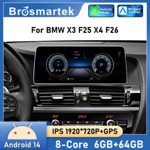 12.3" 6+64GB Android 14 CarPlay GPS Navi WiFi 4G LTE Für BMW X3 F25 X4 F26 NBT - Bild 1 von 16