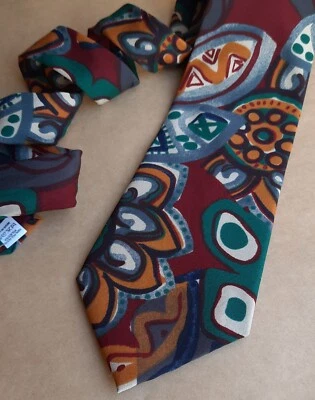 Burton polyester multicolour geometric pattern tie made in U.K. - Image 1 of 4