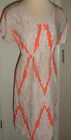 Ladies Sonoma Coral & Tan Geo Short Sleeve Lightweight Sundress Dress Size XS