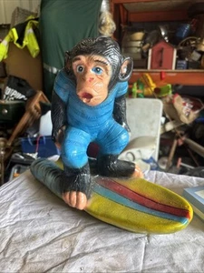 Vintage Surf Monkey “chango” Plaster Figure From Corono Club Tijuana Mexico - Foto 1 di 24