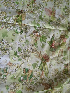 Petal Flower Fairies Green Floral Cotton Fabric 1yrd18" X42" Michael Miller 2009 - Picture 1 of 3