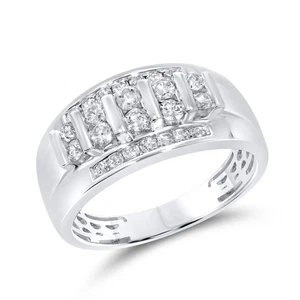 10k White Gold 0.88 CTW Men’s Diamond Band Ring - Picture 1 of 6