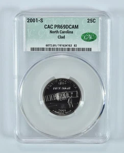 2001-S Washington State Quarter North Carolina CLAD PR69 DCAM CAC CACg *5292 - Picture 1 of 5