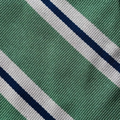 J. Corbata Crew Repp Para Hombre Verde Seda Blanco Azul Rayas Hecha en Italia Foto 1 de 4