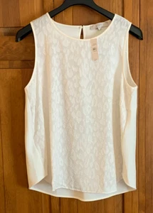 Women's NEW LOFT Sleeveless Ivory Blpouse - L - Picture 1 of 3