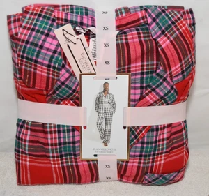 VICTORIA'S SECRET Flannel Plaid Pajamas Long Sleeve Pants Set Xs X Small - Picture 1 of 5
