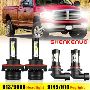 LED Headlight Hi Lo Bulbs Foglight 6500K For Dodge Ram 1500 2500 3500 2006-2008 - Picture 1 of 15