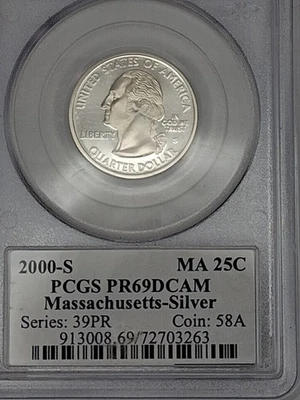 2000-S 25C Massachusetts Silver DCAM (Proof) 50 States Quarter - Image 1 of 4