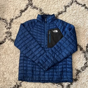 The North Face 1/2 Zip Thermoball Puffer Pullover Jacket Mens S Blue - Picture 1 of 13