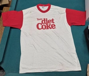 Vintage 1980s Diet Coke T-shirt Ringer Striped XL  PRERELEASE PROMO SPORTSWEAR - Picture 1 of 13