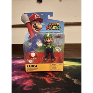 Jakks Pacific Super Mario 4-Inch Luigi Action Figure w/ Super Mushroom - Picture 1 of 4