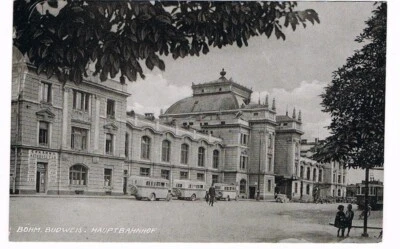 DR AK Budweis 1940 Feldpost mit Dienststempel und rotem Stempel Stetten Remstal - Bild 1 von 2