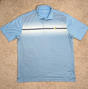 Masters Tech Performance Golf Polo Shirt Striped Mens XL Blue Short Sleeve Flex - Picture 1 of 11