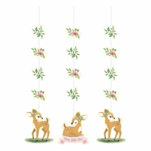 1st Birthday Party Supplies Deer Little One Hanging Decorations 3 Pack Girl Baby - Picture 1 of 1
