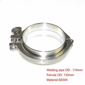 1 set 114MM OD Sanitary Pipe  Weld Ferrule + Tri Clamp + PTFE Gasket ss304 - Picture 1 of 3