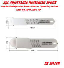 Set of 2 White Adjustable Sliding Measuring Spoons Kitchen Tool Teaspoon Gadget 